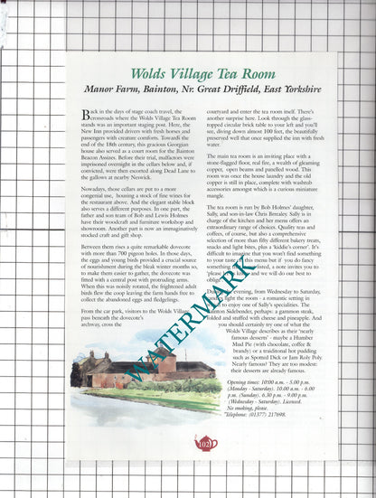 The Grainary Skipsea Grange / Wolds Tea Room Bainton Yorkshire -c.2000 Advert