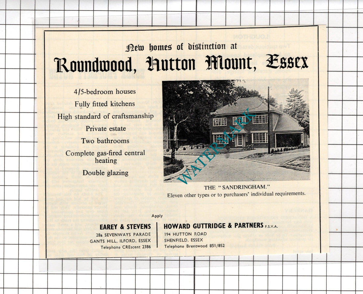 Roundwood Hutton Mount Essex  Housing - 1968 Advert