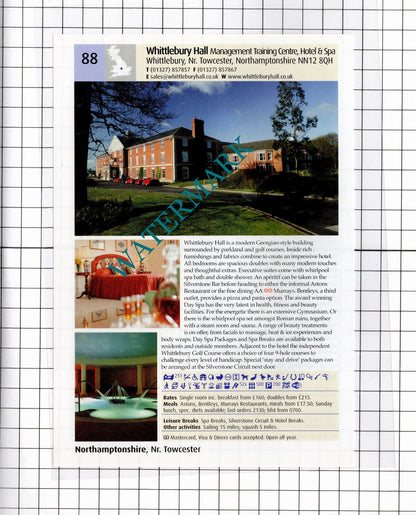 Fawsley Hall Northamptonshire / Whittlebury Hall Towcester  - 2011 Advert