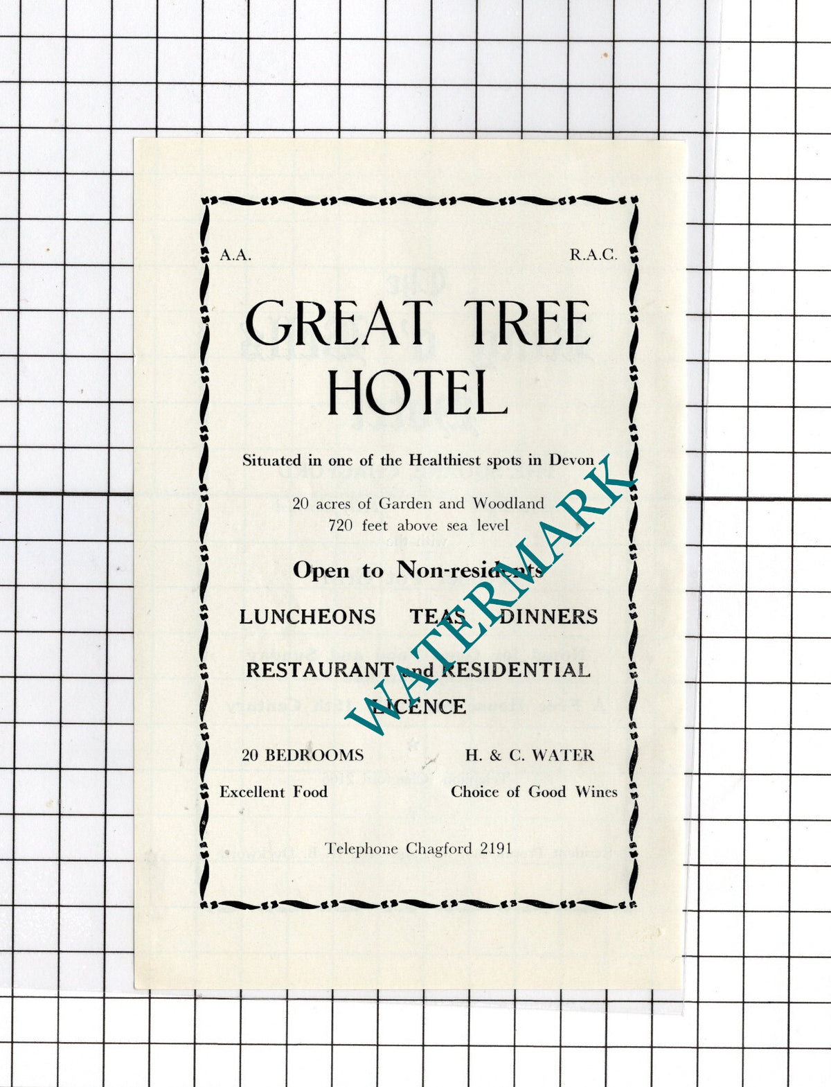 The Ring O Bells Hotel Chagford Devon / Great Tree Hotel     -c.1940s Advert