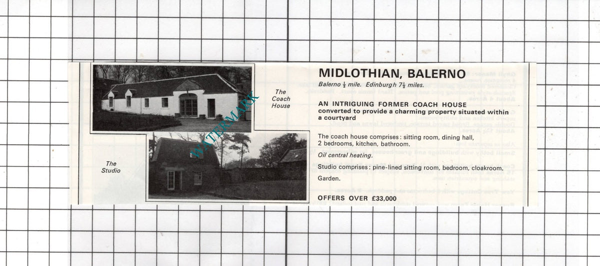 Balerno Midlothian Scotland House Sale Advert - 1978