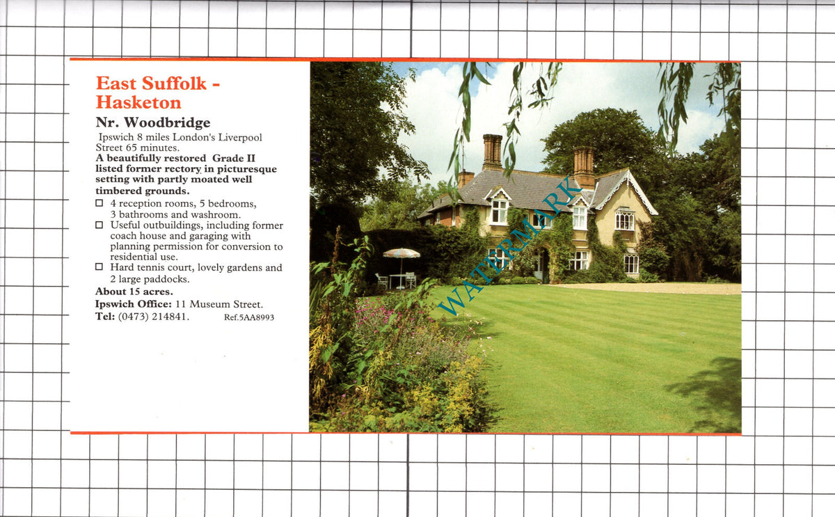 Hasketon Suffolk House Sale Advert - c.1990 Clipping