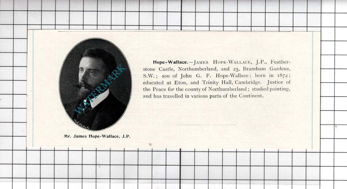 Roger Leigh Hindley Hall Wigan / James Hope-Wallace Featherstone -c.1910 Cutting