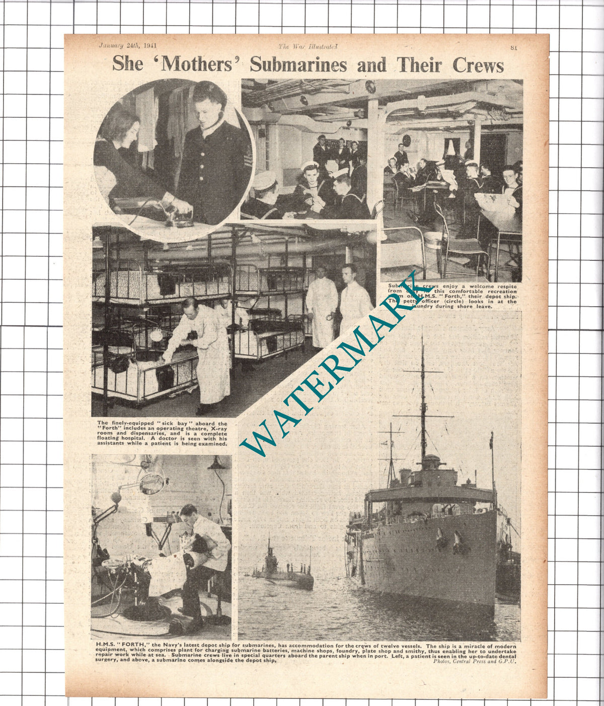 HMS FORTH  World War Two WW2 - 1941 News Clipping / Print