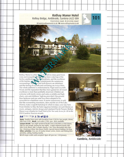 Rothay Manor Hotel Rothay Bridge / Appleby Manor Cumbria  - 2011 Advert