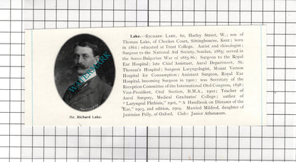 Richard Lake Checkes Court Sittingbourne John Langton Denmark Hill  1910 Cutting