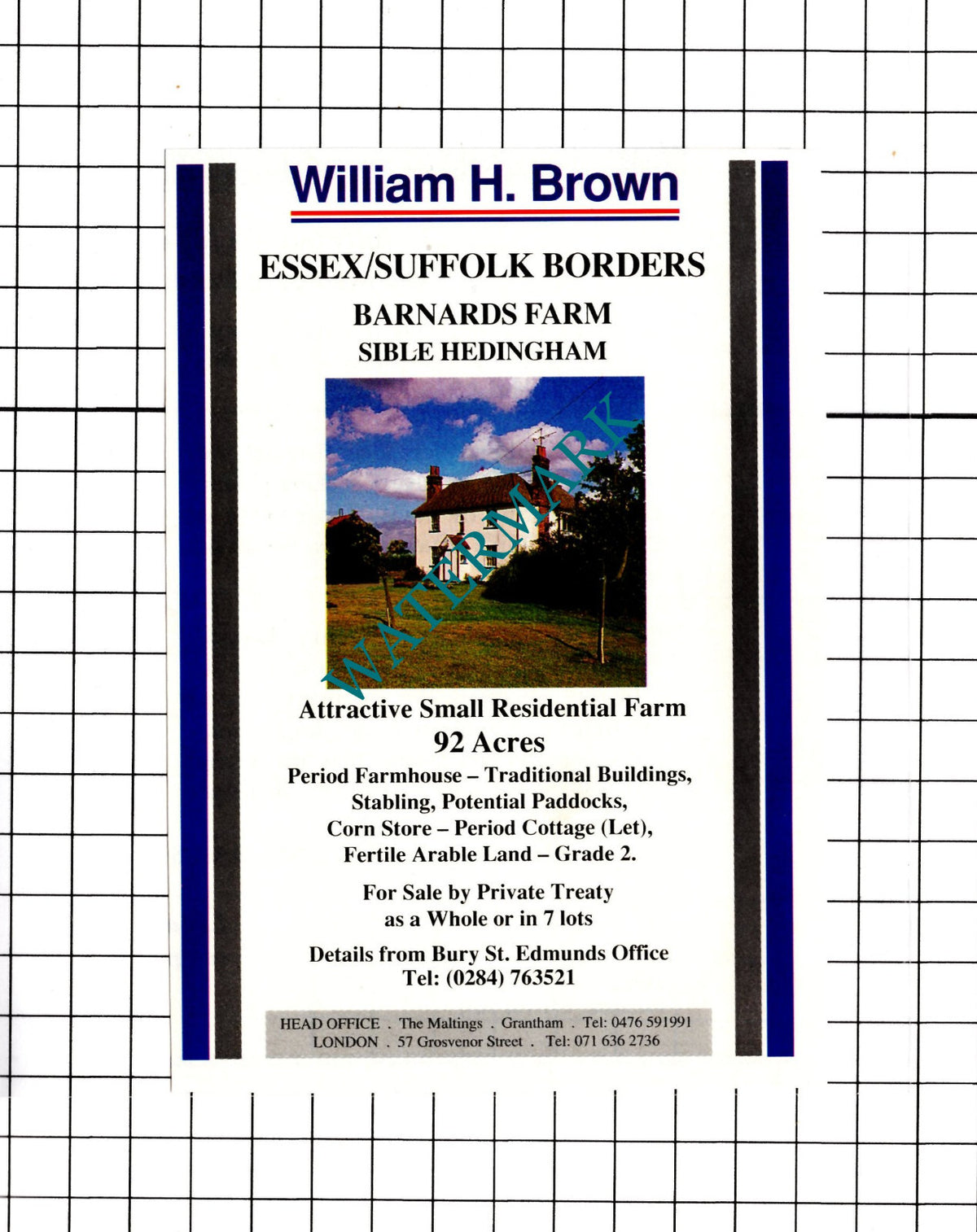 Barnards Farm Sible Hedingham House Sale Advert - 1991 Clipping / Print