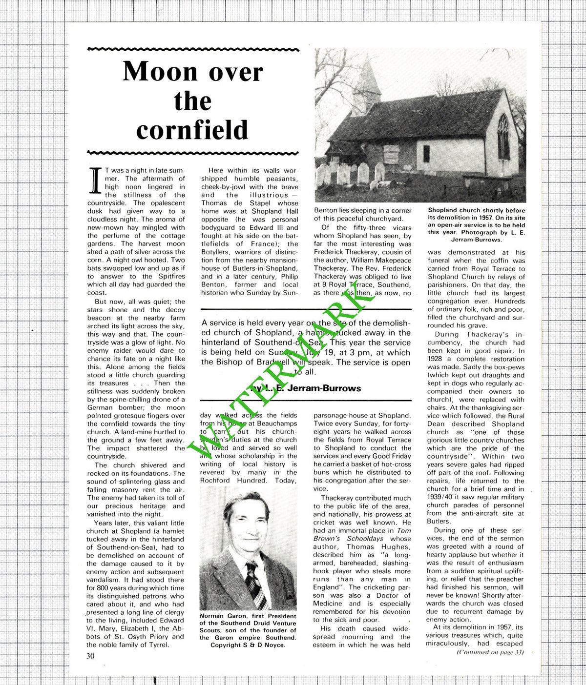 Shopland Essex Church Norman Garon  - 1981 Article