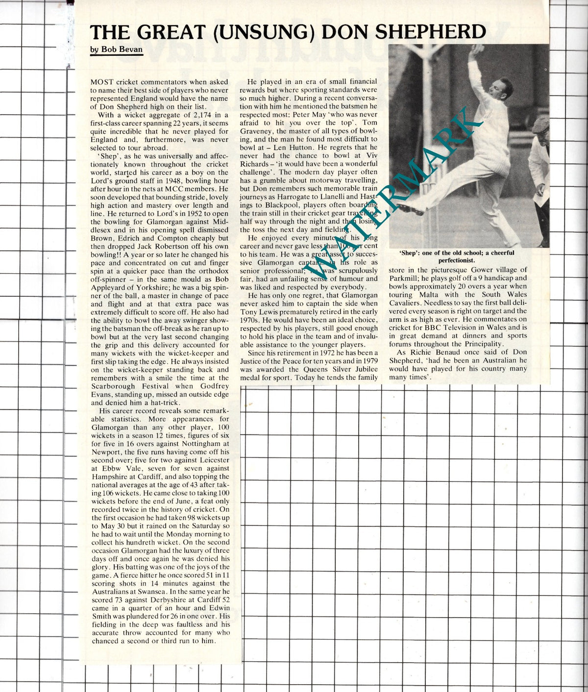 Don Shepherd Cricketer Cricket - 1982 Clipping