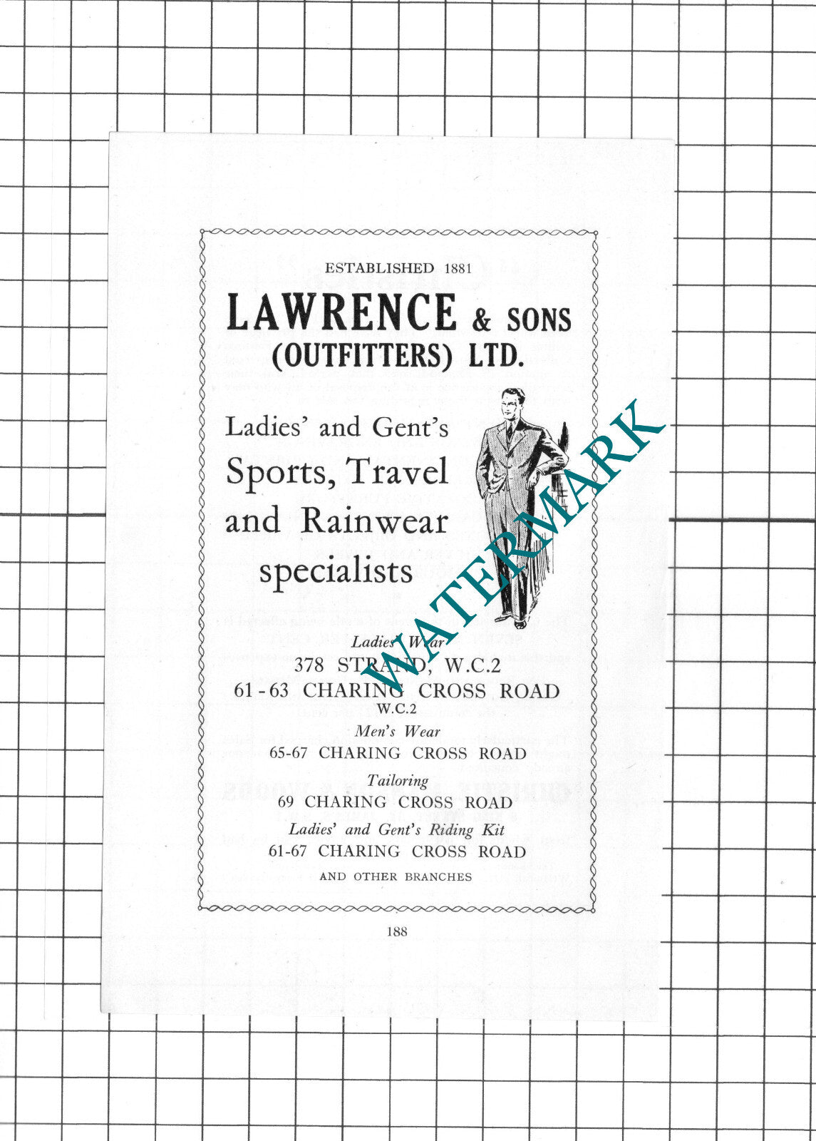 Lawrence & Sons Outfitters Ltd London  Christie Manson & Woods 1939 Small Advert