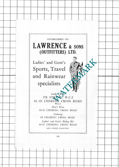 Lawrence & Sons Outfitters Ltd London  Christie Manson & Woods 1939 Small Advert