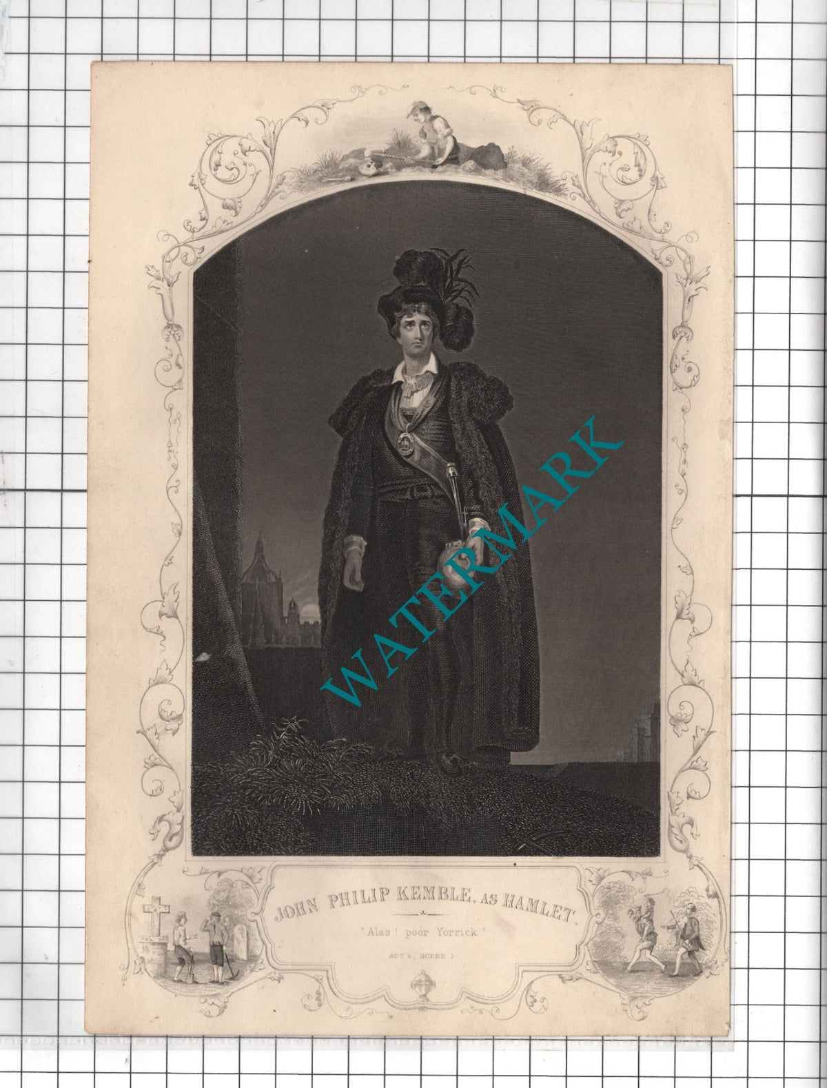 John Philip Kemble Actor Hamlet Act 5 Scene 1 William Shakespeare Print - c.1880