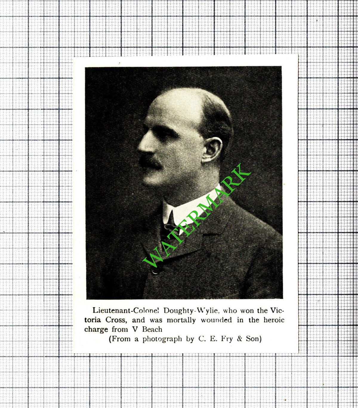 Lt Col Doughty-Wylie V Beach Great War -  c.1920 Small Cutting