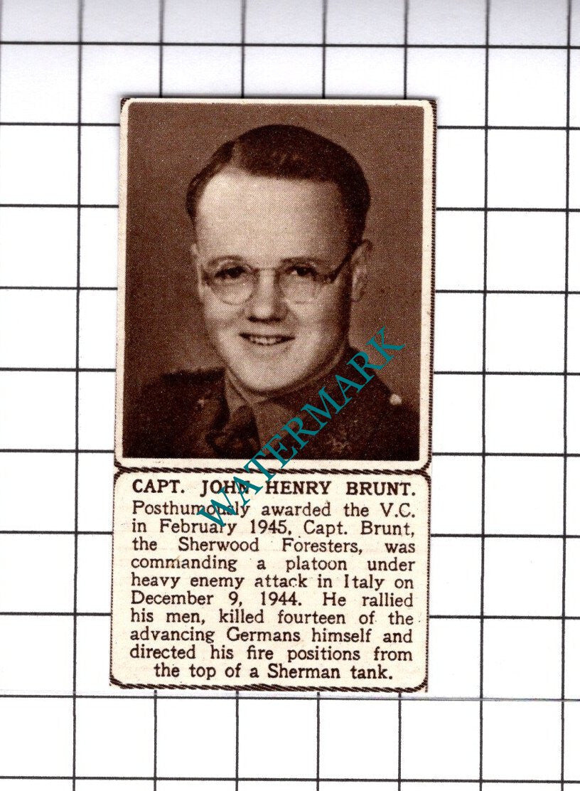 Captain John Henry Brunt Sherwood Foresters WW2  -  1945 SMALL Cutting