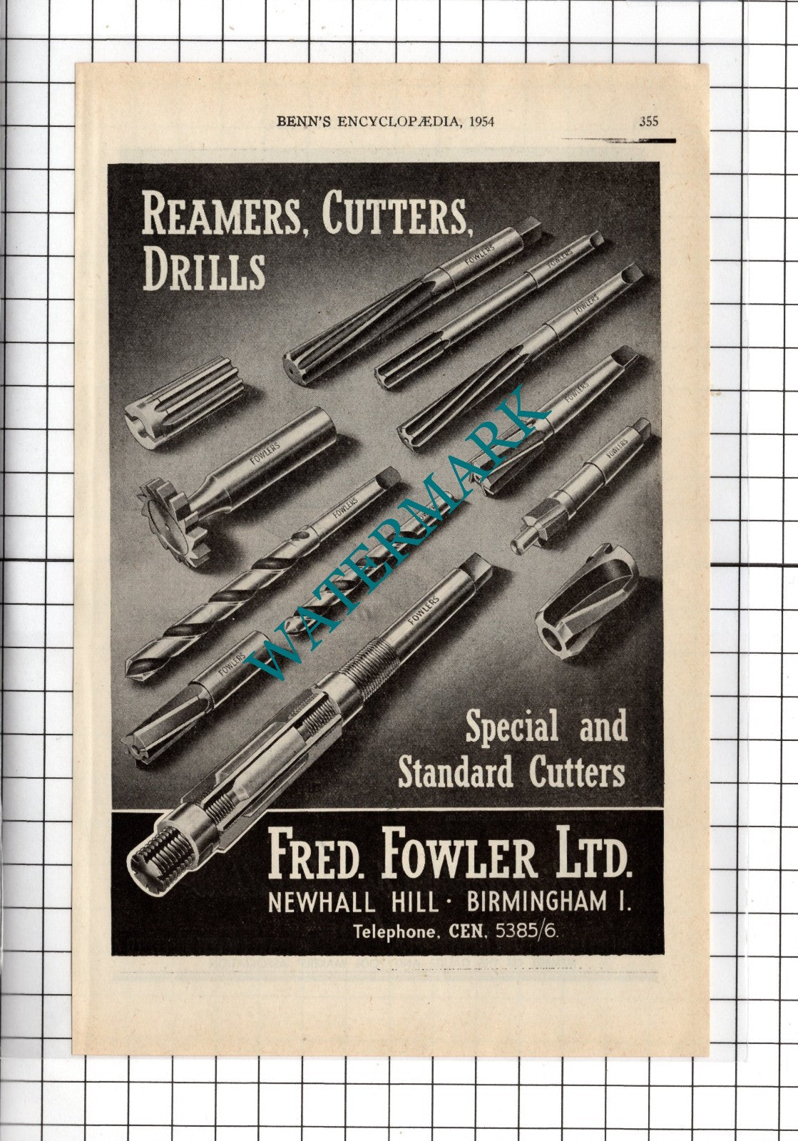 Fred Fowler Ltd Birmingham / Shardlow Micrometers Ltd Sheffield - 1954 Advert