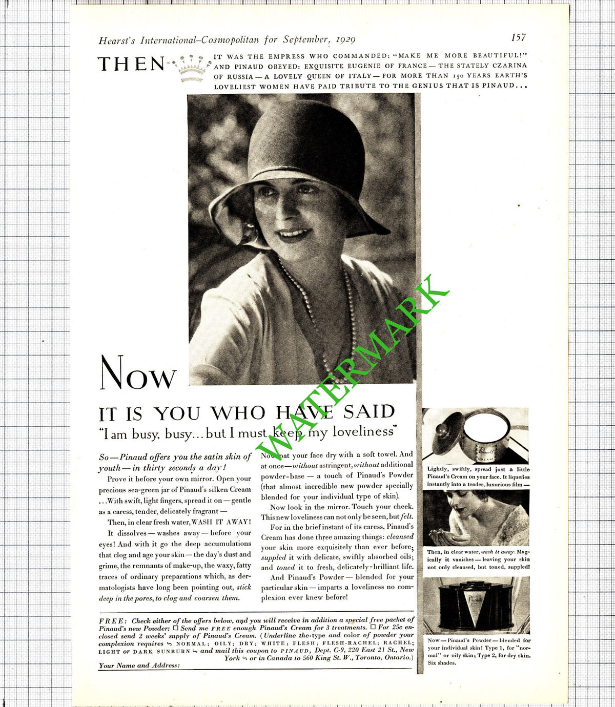 Pinaud Pinaud's New York USA Advert - 1929 Cutting