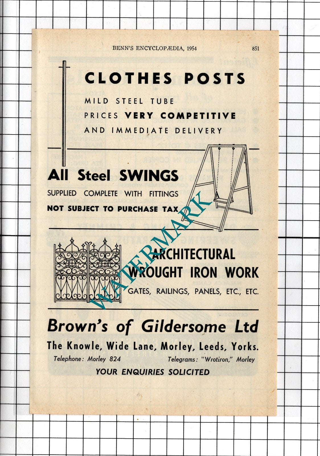 Brown's Of Gildersome Ltd Morley Leeds / Jacobs Young & Westbury - 1954 Advert