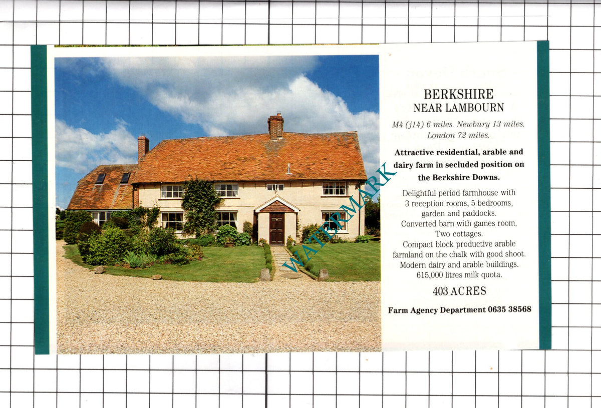 Buckfast Devon / Lambourn Berkshire House Sale Advert - c.1991 Cutting / Print