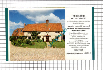 Buckfast Devon / Lambourn Berkshire House Sale Advert - c.1991 Cutting / Print