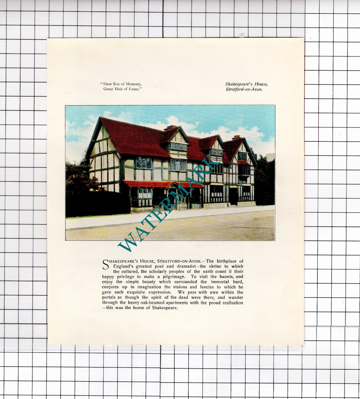 Shakespeare's House Stratford-on-Avon Warwickshire - c.1905 Print / Illustration