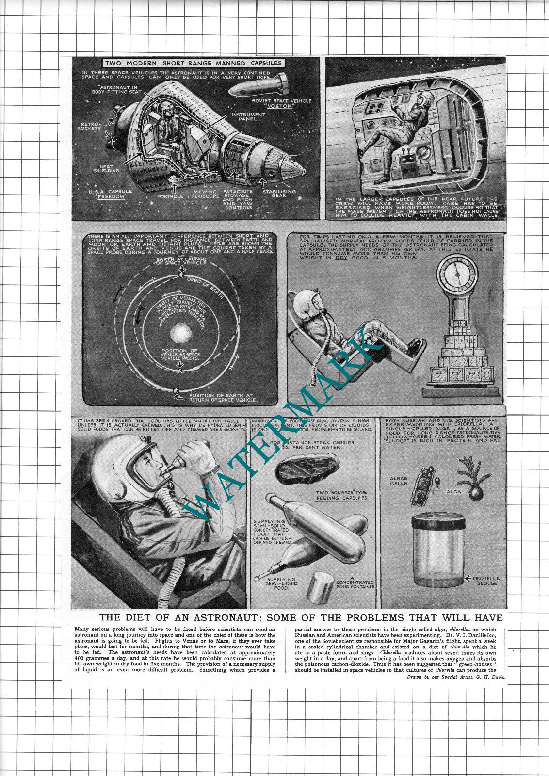 Astronaut Diet Space - 1961 Two-Part Clipping / Print