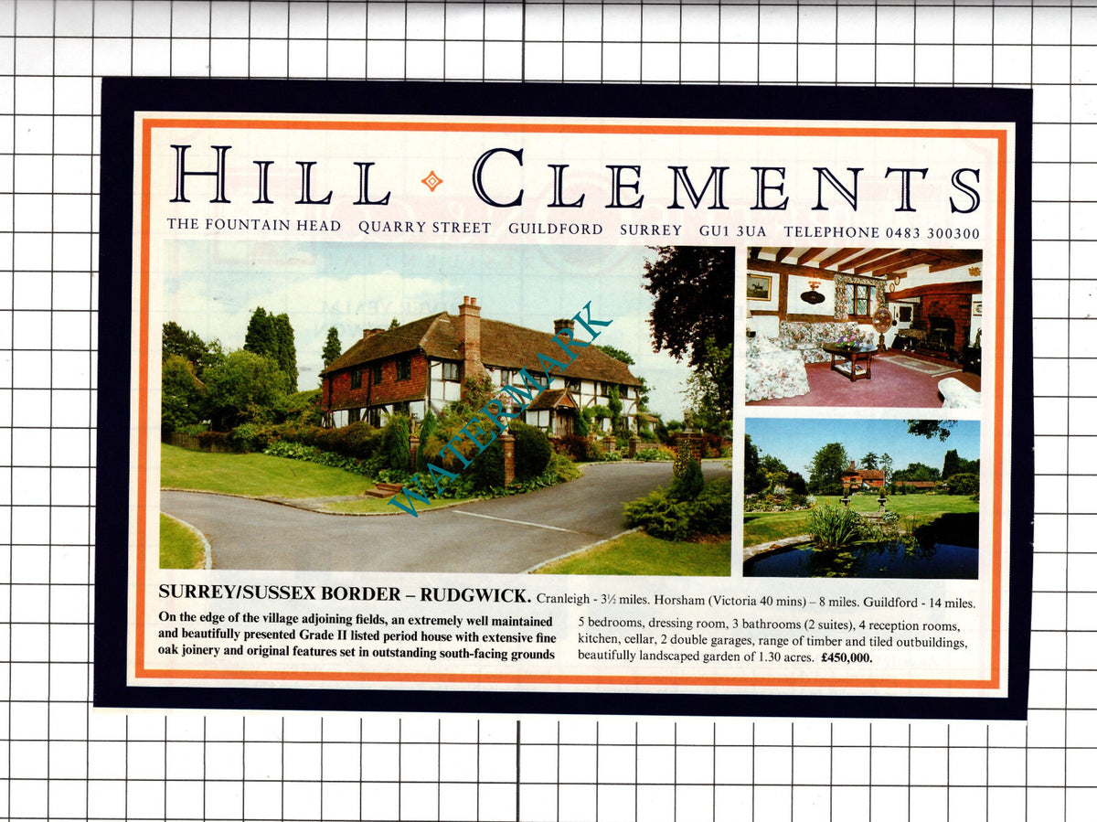 Rudgwick Sussex House Sale Advert - 1994 Cutting