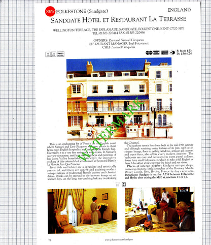 Trelawne Hotel Mawnan Smith Cornwall / Sandgate Hotel Folkestone - 2001 Cutting