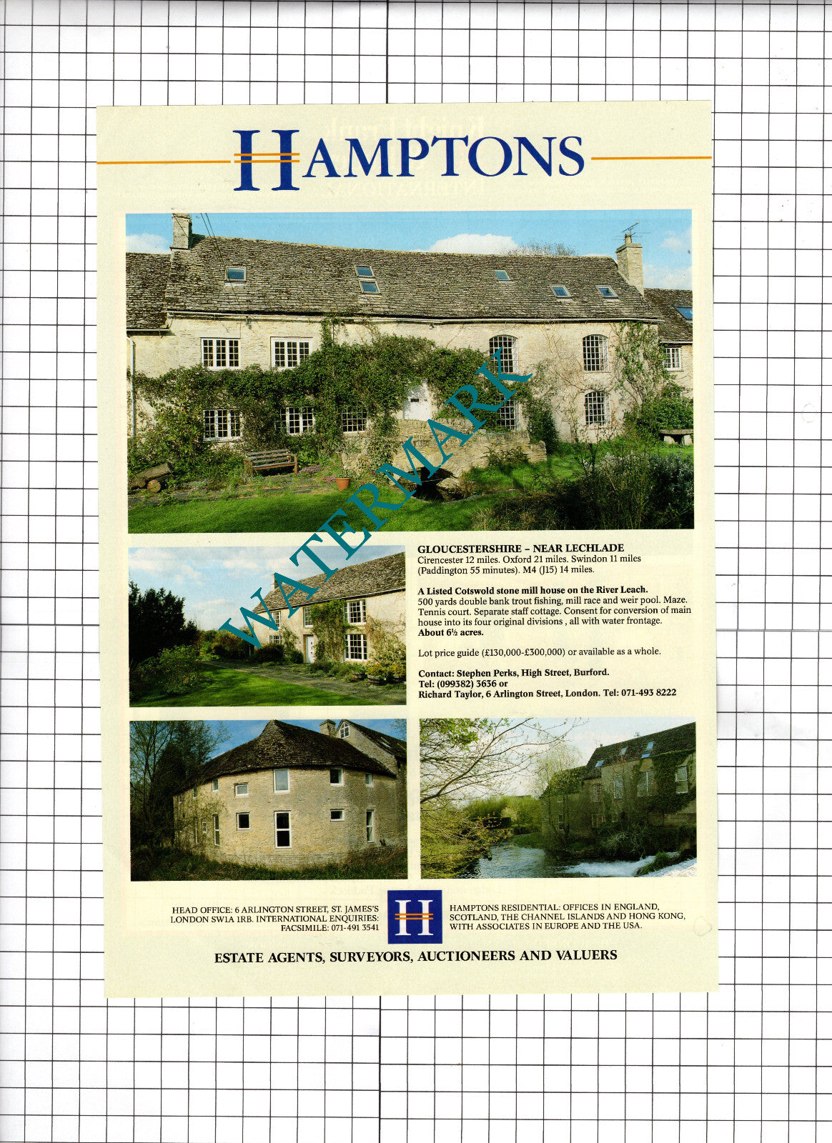 Lechlade Gloucestershire Mill / Langley Buckinghamshire -1991 House Sale Advert