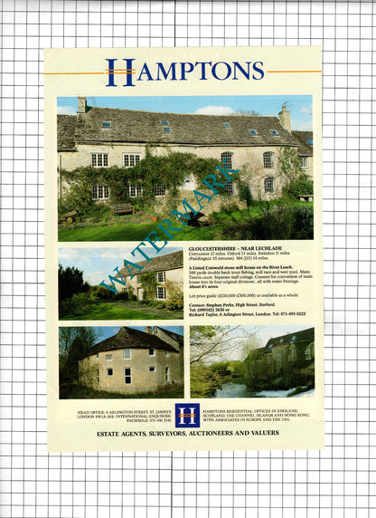 Lechlade Gloucestershire Mill / Langley Buckinghamshire -1991 House Sale Advert