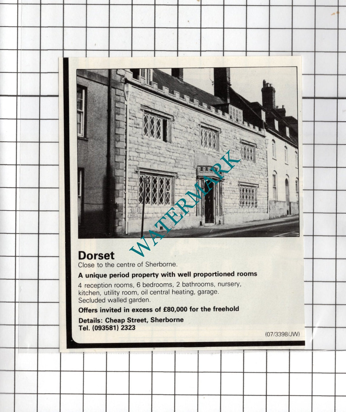 Sherborne Dorset House Sale Advert - 1981 Small Cutting