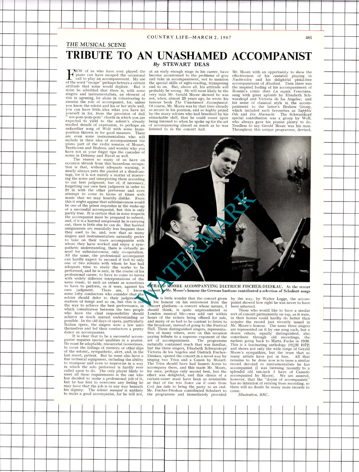 Gerald Moore Pianist -  1967 Article / Print