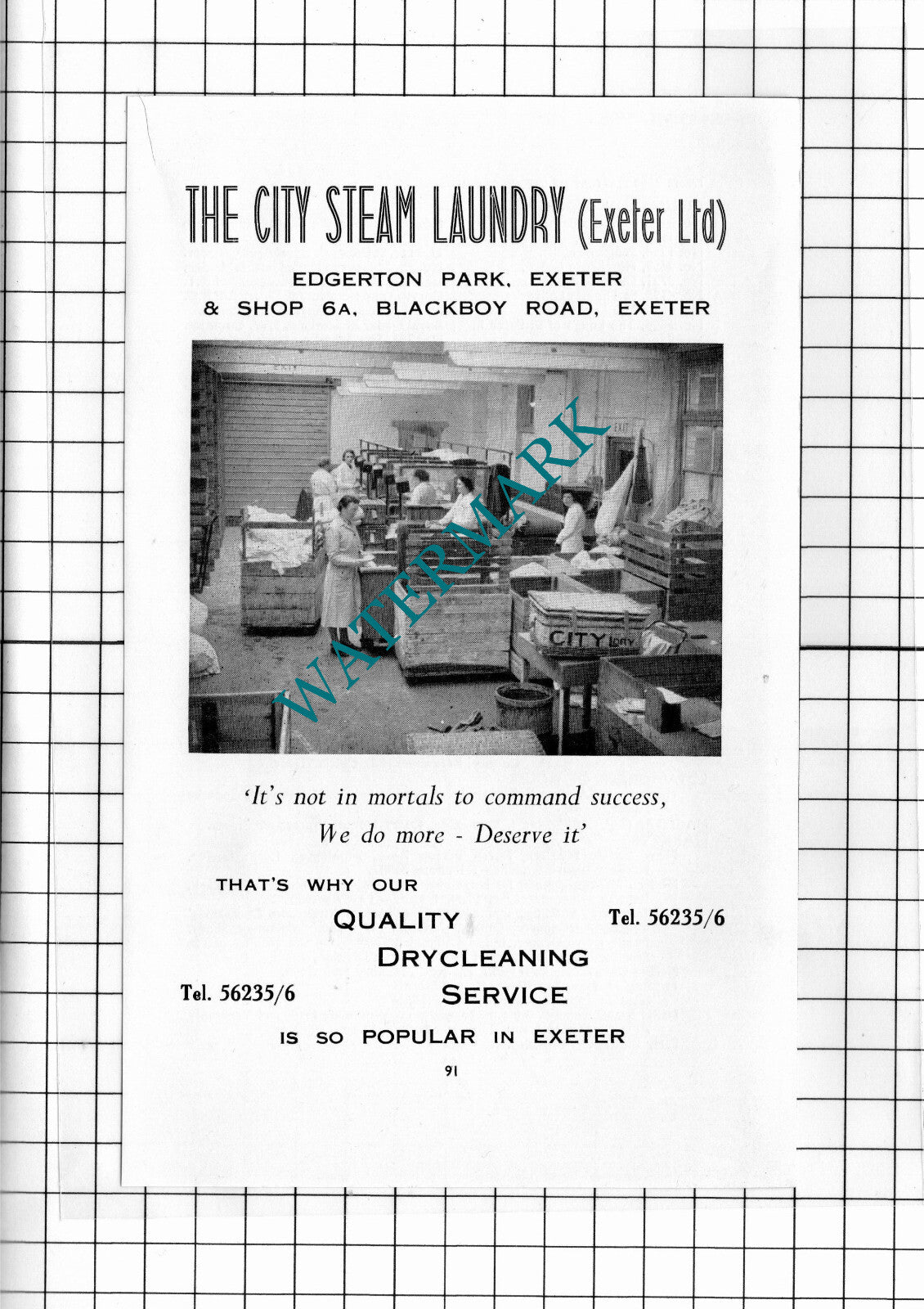 The City Steam Laundry Exeter Devon Advert  - 1957 Cutting