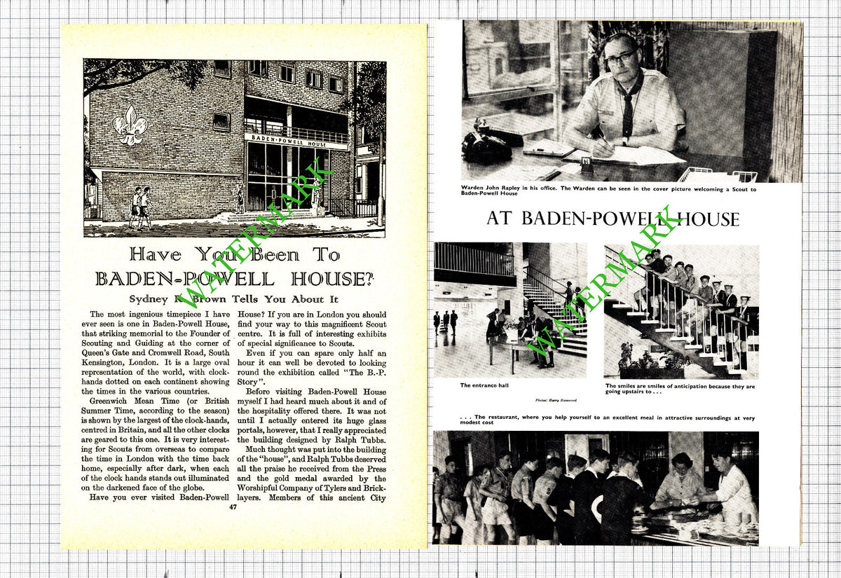 Baden-Powell House London Scouts John Rapley - 1960's Article