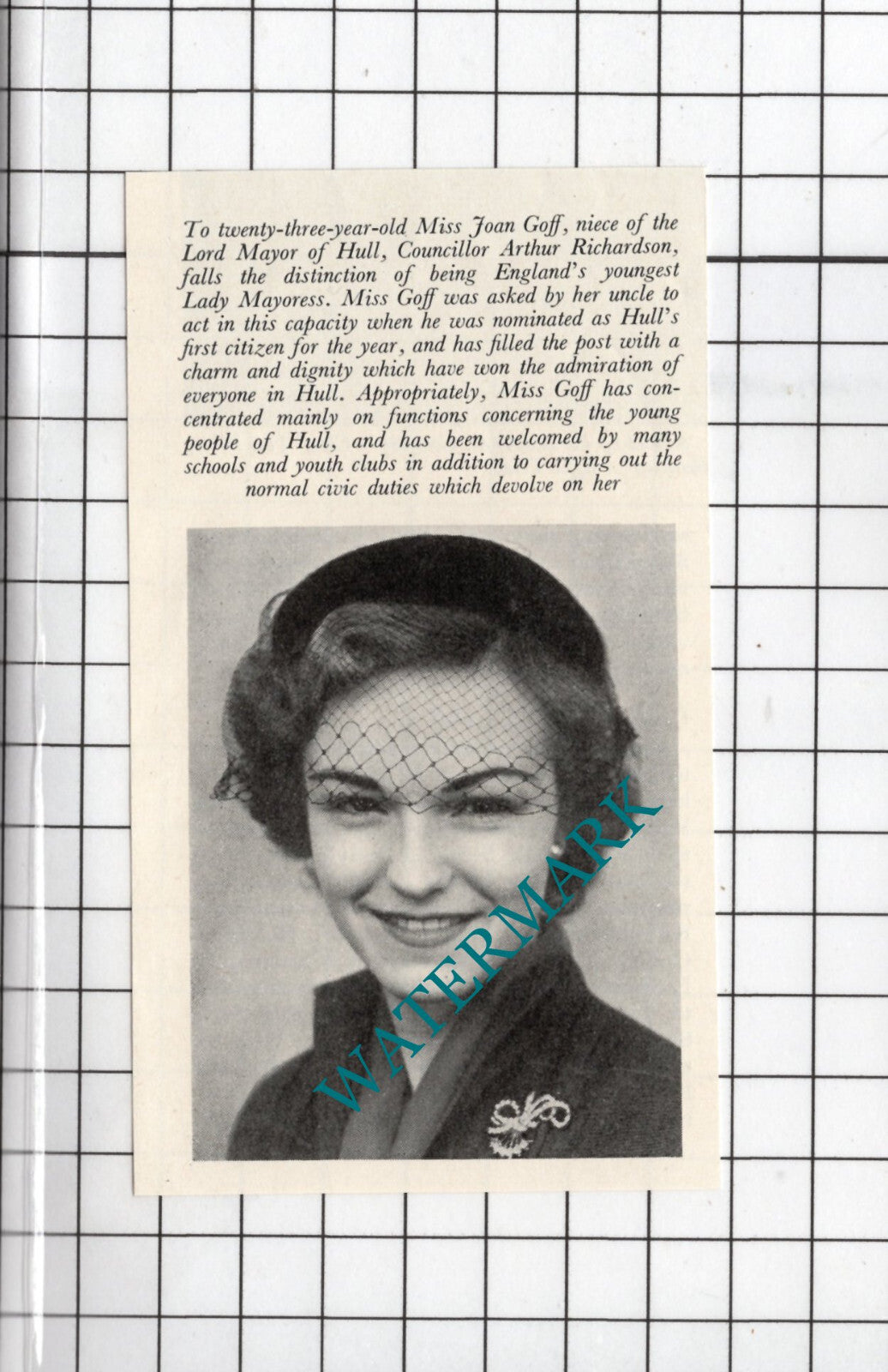 Miss Joan Goff  Arthur Richardson Hull  Lord Mayor - 1954 News Clipping