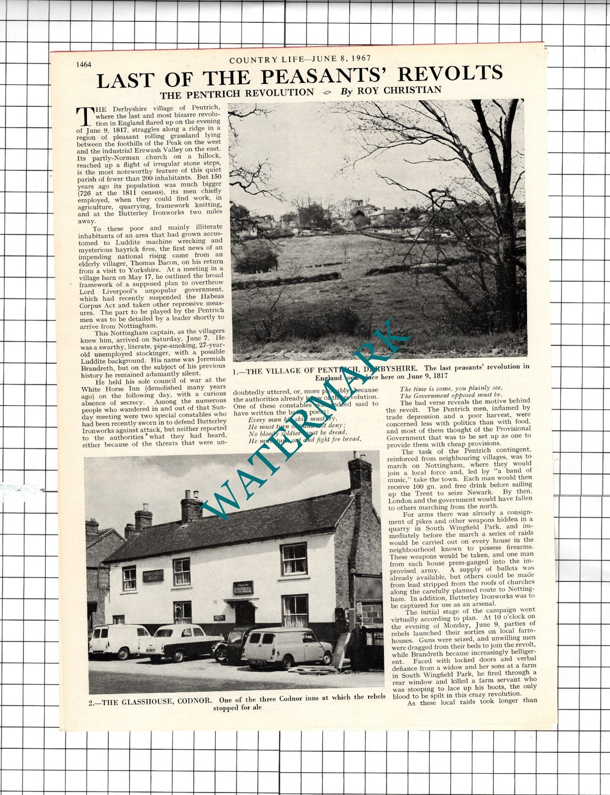 The Pentrich Revolution Pentrich Derbyshire  - 1967 Article