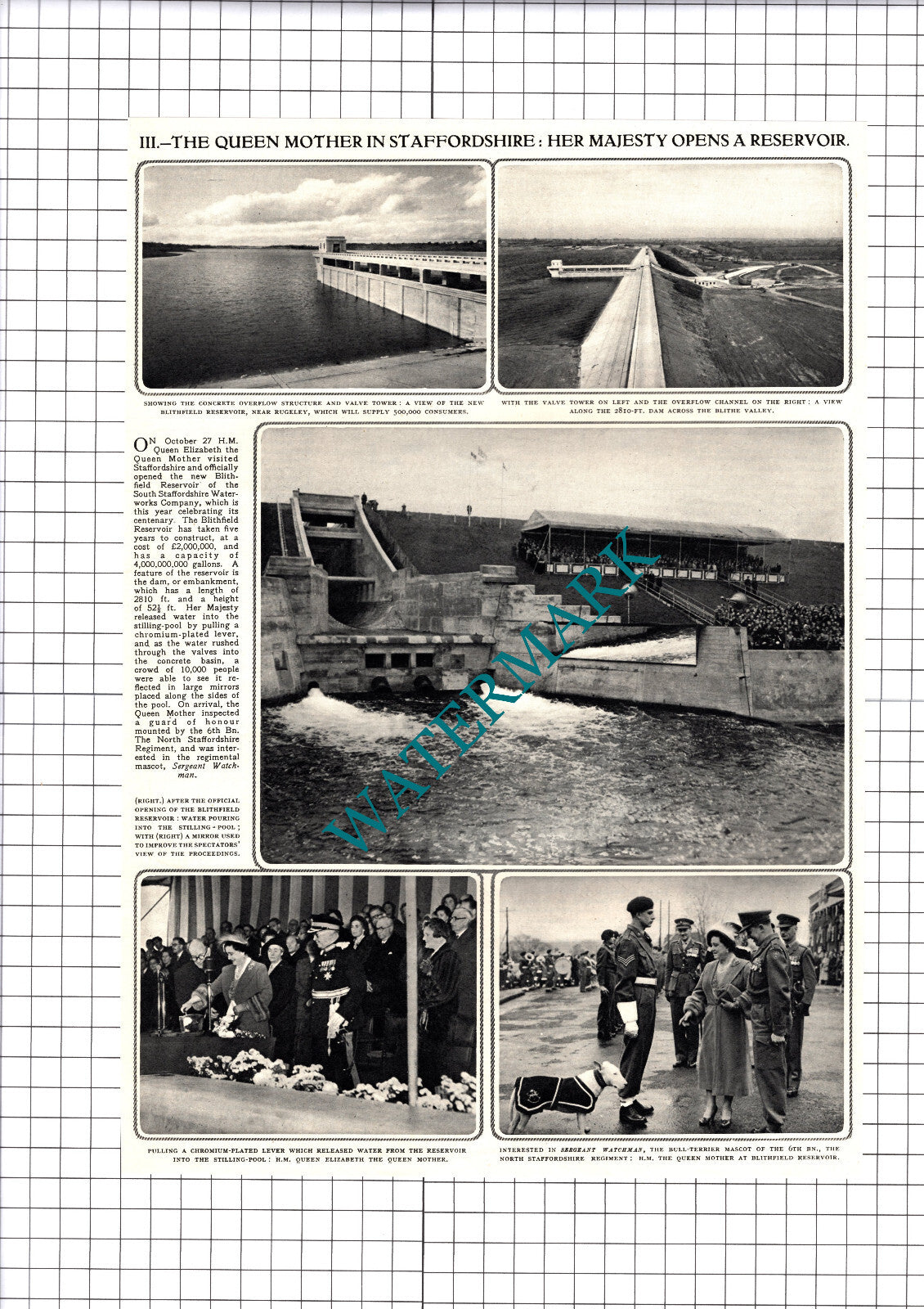 Blithfield Reservoir 6th Bn The North Staffordshire Reg   - 1953 Cutting / Print