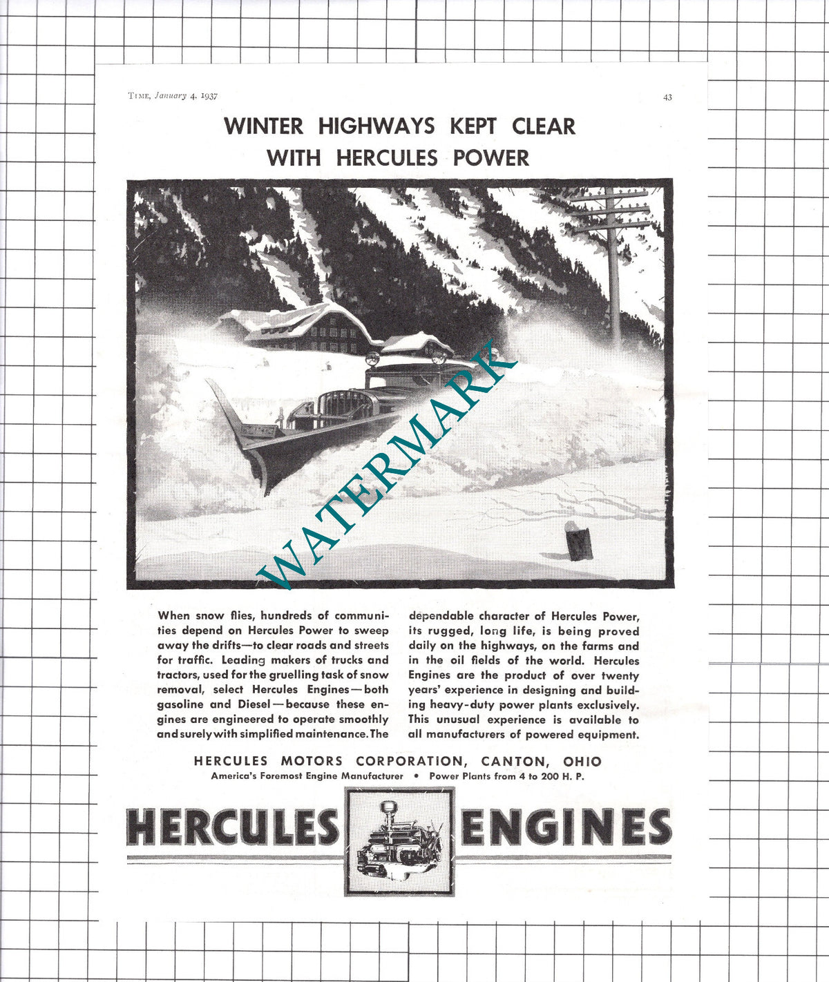 Hercules Motors Corporation Canton Ohio USA Advert - 1937 Clipping / Print
