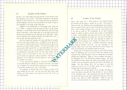 The Hon Hugh Cecil Lowther Earl Of Lonsdale   - c.1920 Print / Article