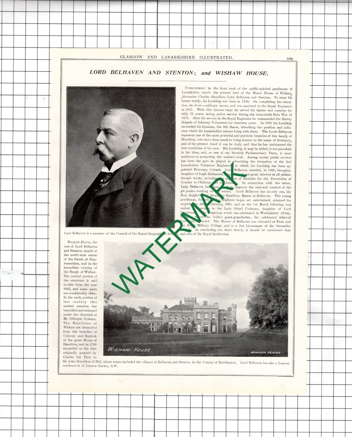 Lord Belhaven Wishaw House   / James Houldsworth Coltness House  - 1904 Article