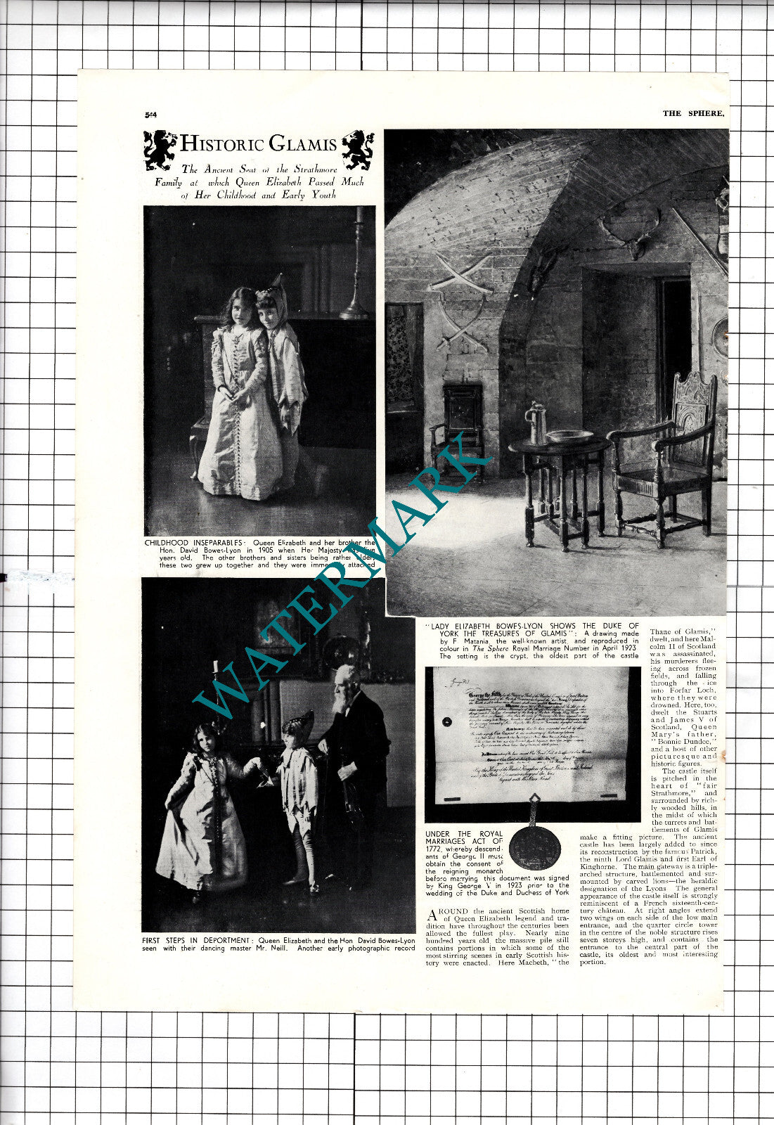 Glamis Castle Scotland Queen Elizabeth   Bowes-Lyon - 1936 Article