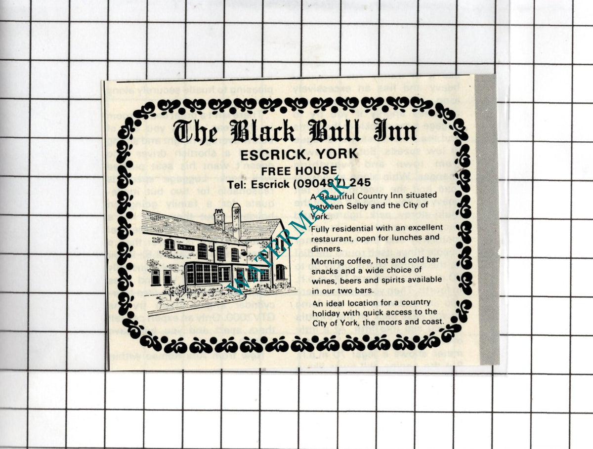 The Black Bull Inn Escrick  Yorkshire -    1982 SMALL Advert