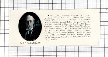 John Fletcher Moulton Madeley / John Harvey Murphy London - c.1905 Clipping