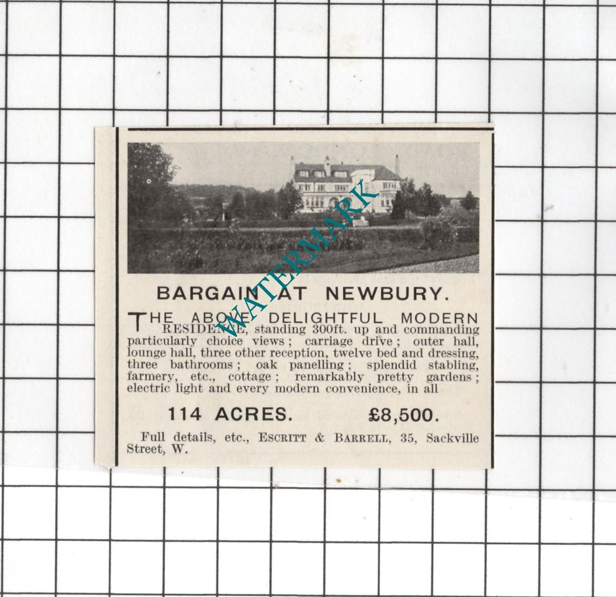 Newbury Berkshire   - 1916 SMALL House Sale Advert