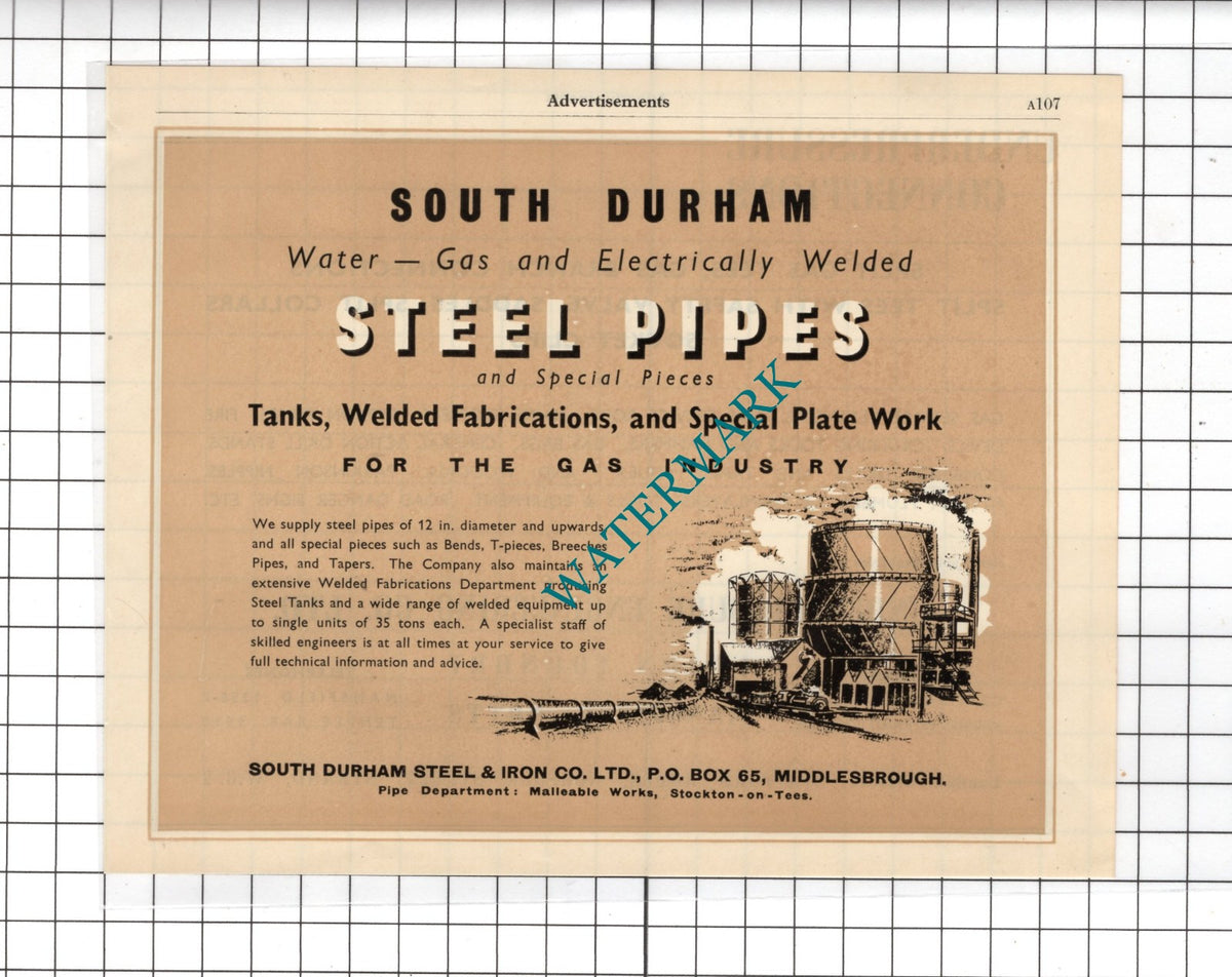 South Durham Steel & Iron Co Underpressure Engineering Co Mansfield -1951 Advert