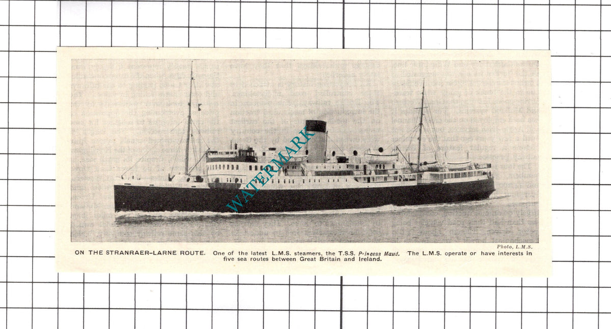 TSS PRINCESS MAUD Ship  LMS Steamer - c.1930' s Clipping/ Print