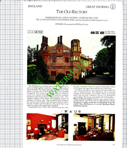 The Old Rectory Great Snoring Norfolk / Edge Hall Hotel Hadleigh - 2001 Cutting
