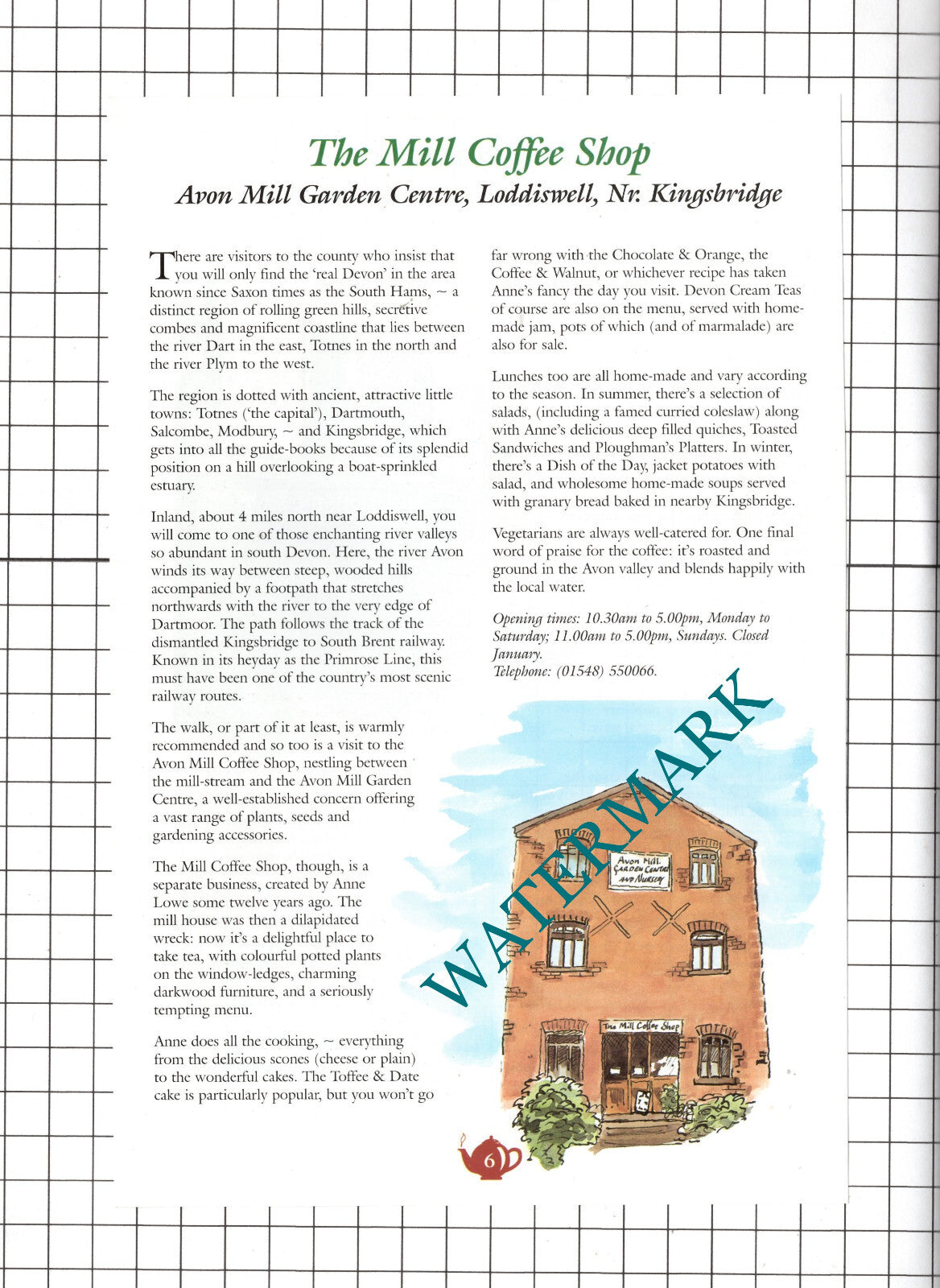 Avon Mill Loddiswell Anne Lowe / Mad Hatter's Launceston Cornwall- c.2001 Advert