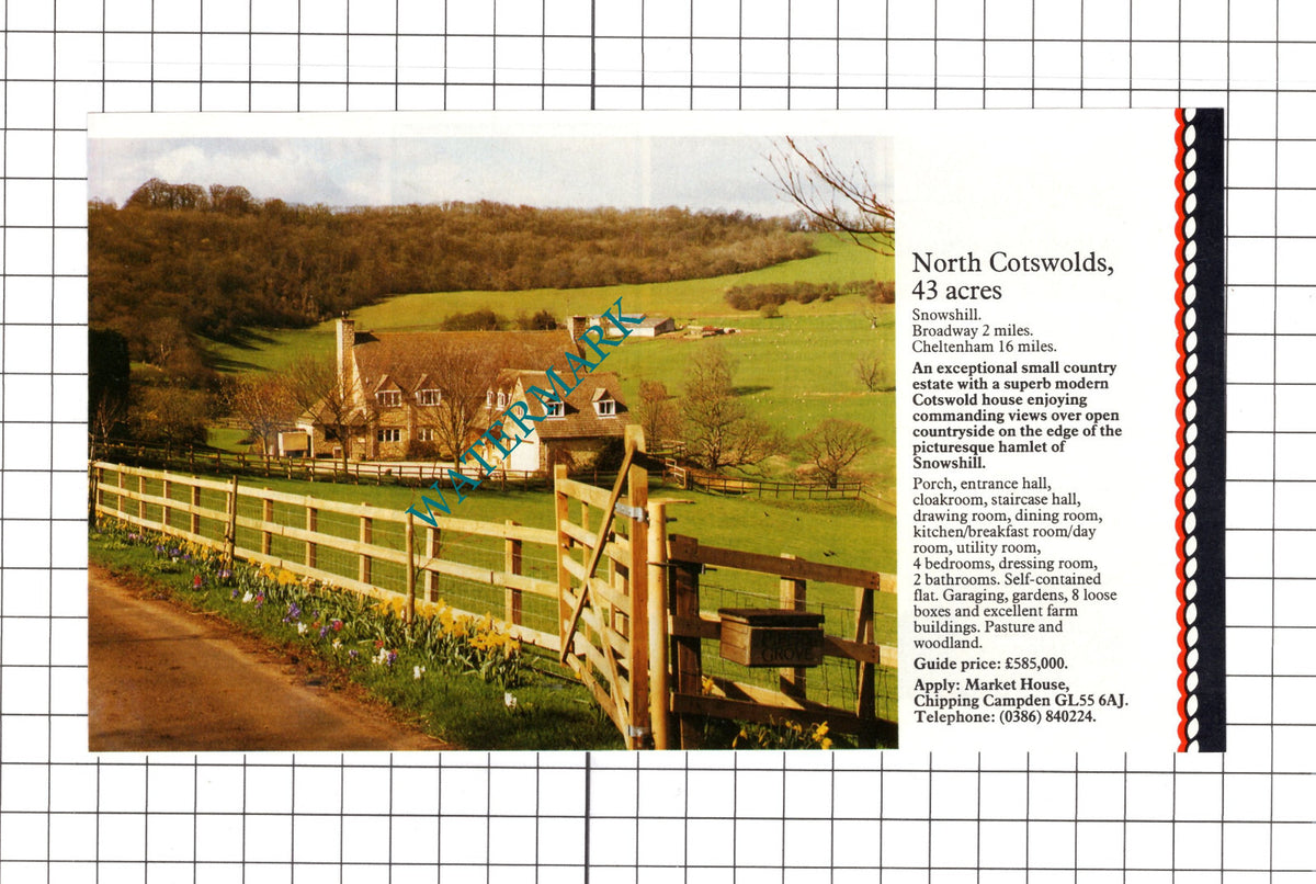 Snowshill Gloucestershire Cotswolds House Sale Advert - 1991 Clipping