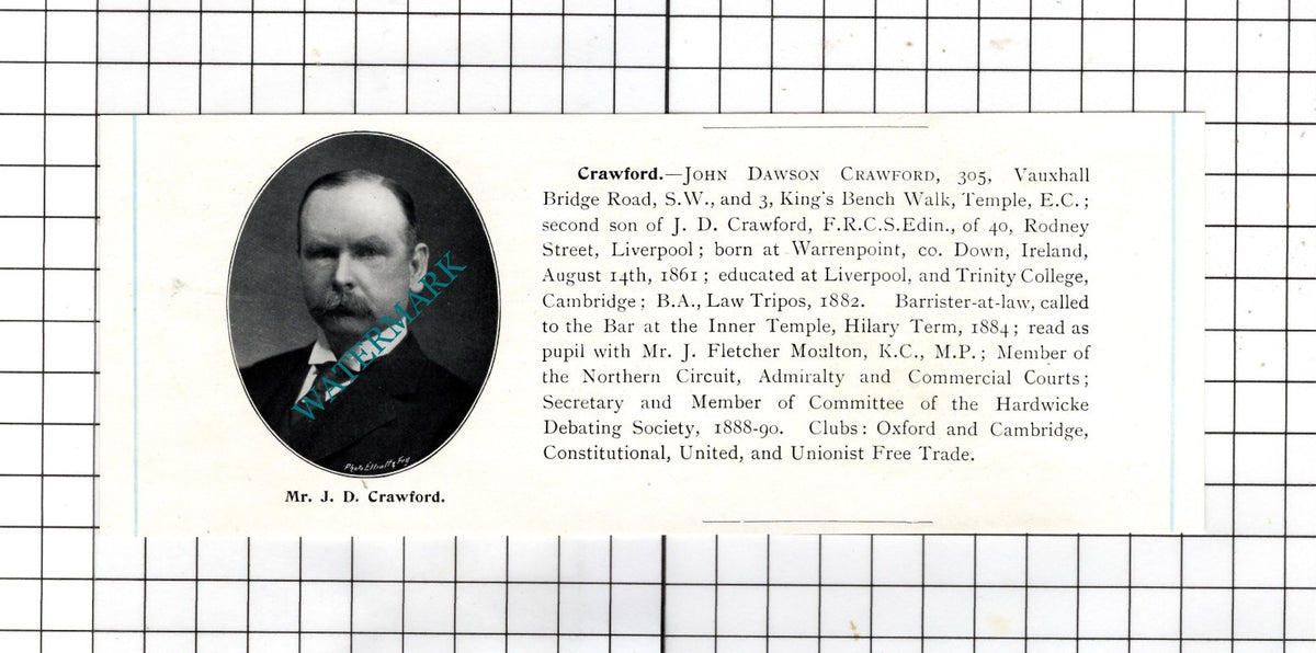 John Dawson Crawford Warrenpoint / Charles Lewis Coote -c.1905 Clipping