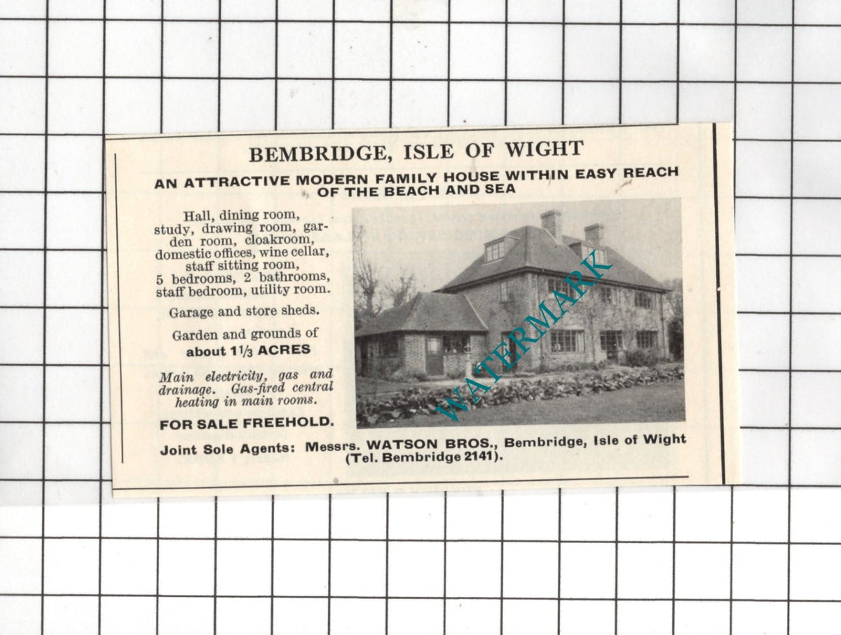 Bembridge Isle of Wight SMALL House Sale Advert - 1967